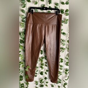 Brown Faux Leather Leggings